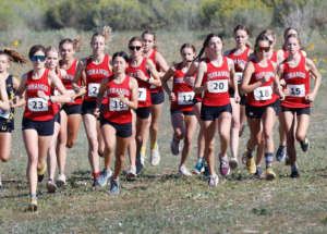 Durango High School girls cross country runners participating in cross country race at Durango Mesa Park. Photo credit Jerry McBride/Durango Herald.