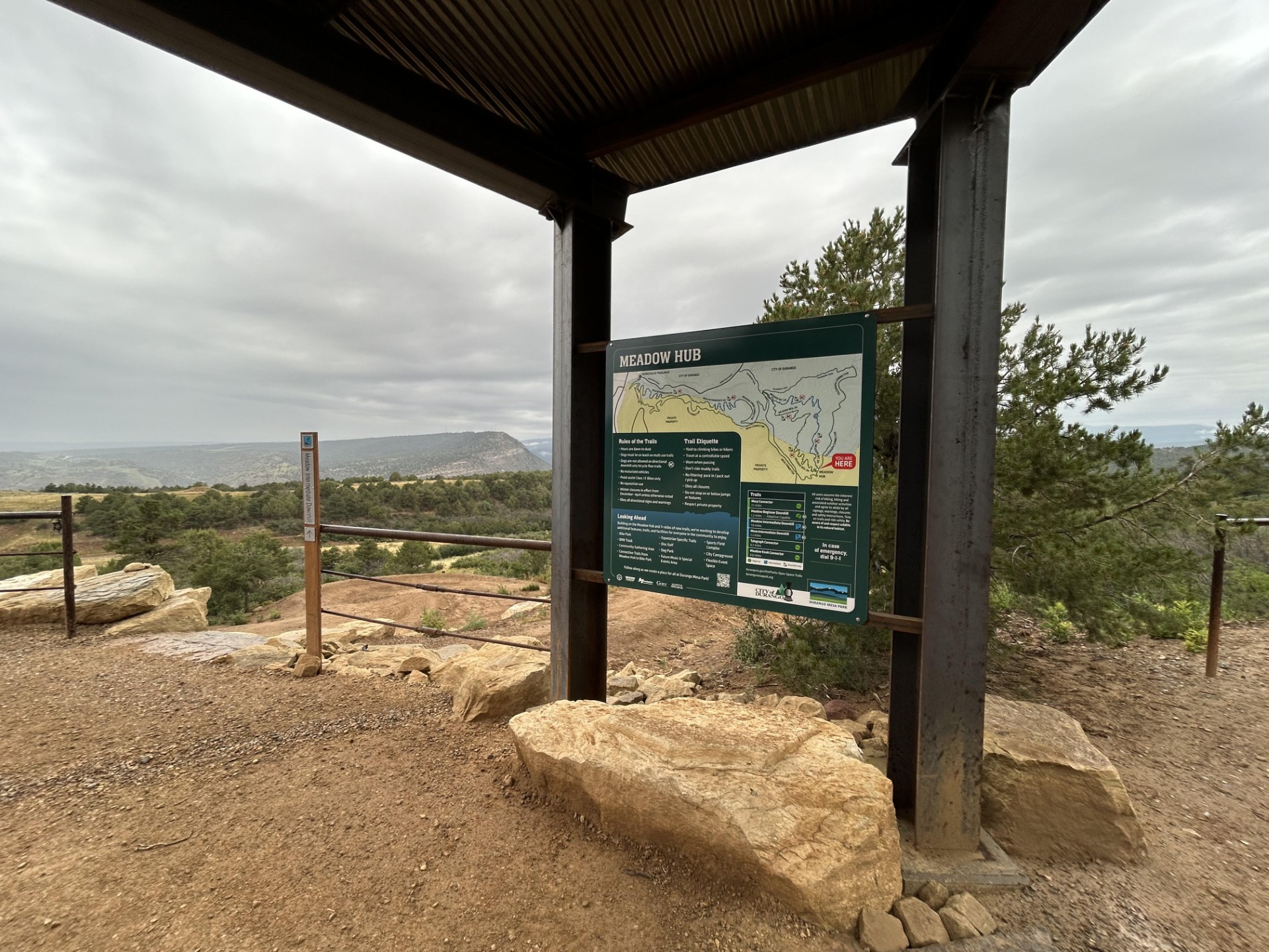 Trail signage at the newly completed Meadow Hub.